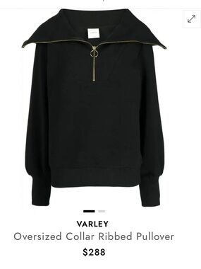 Varley Black Ribbed Half-Zip Pullover